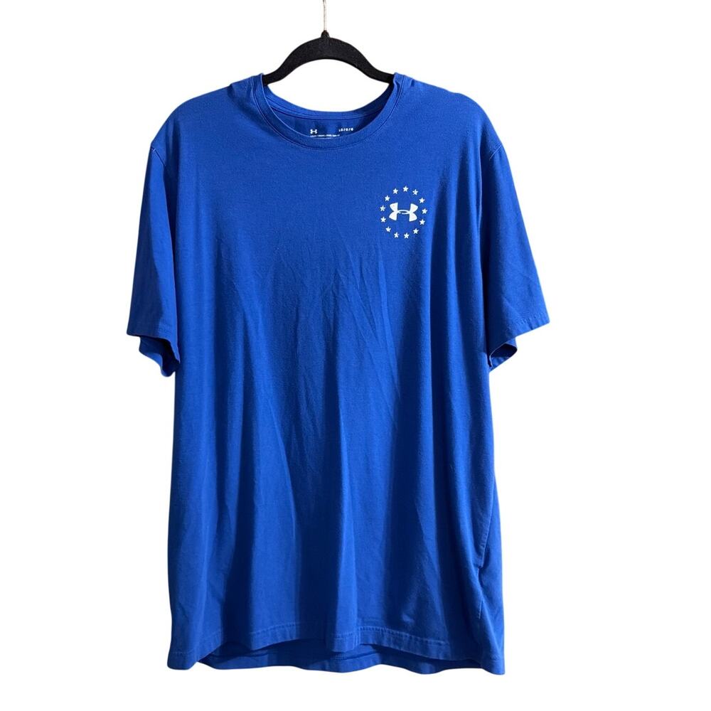 Under Armour UA Blue & White Men's Freedom American Flag T-Shirt Size Large L